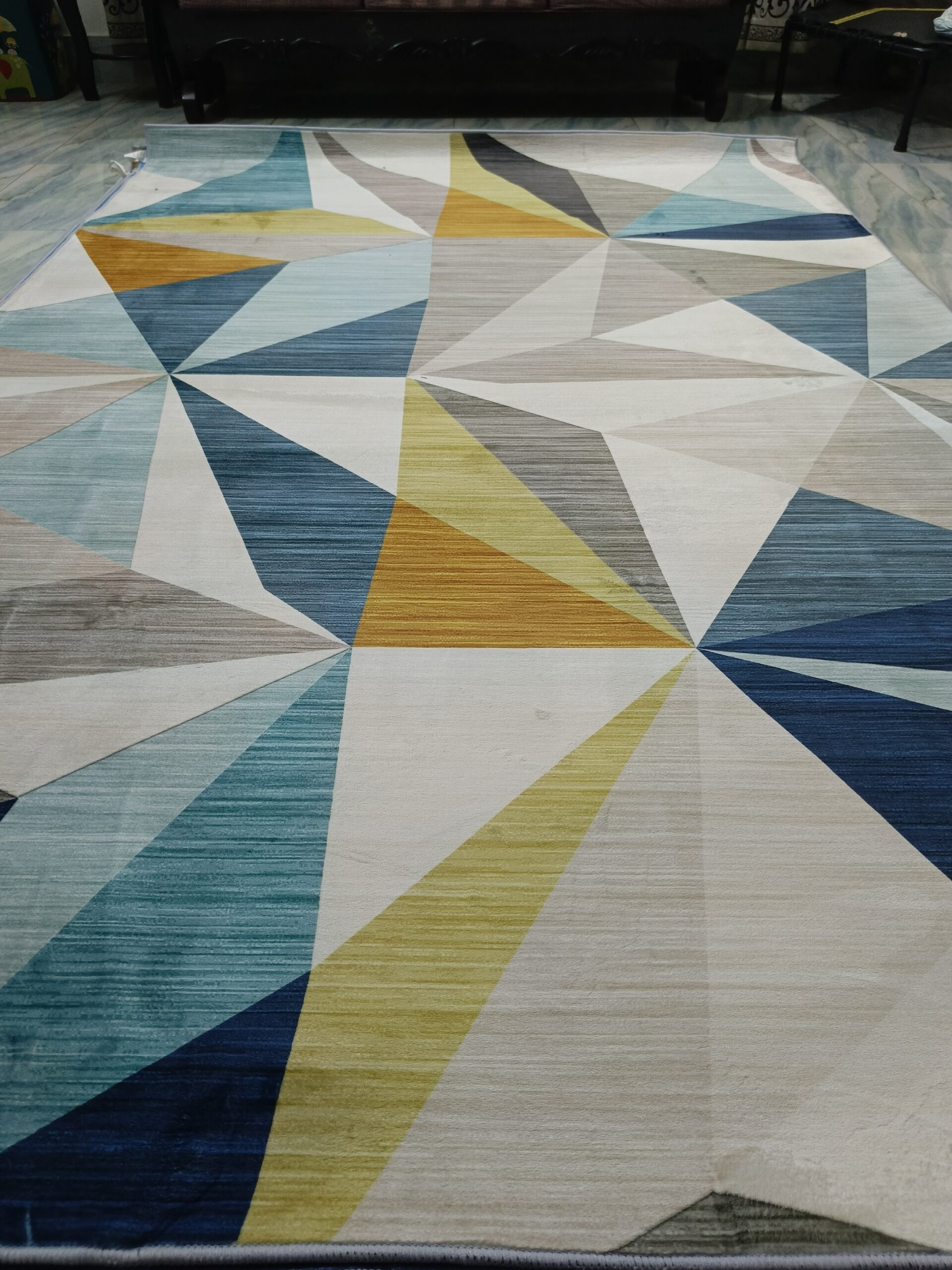 Prism Glow – 6x9 Ft Geometric Rug in Blue, Mustard & Neutrals