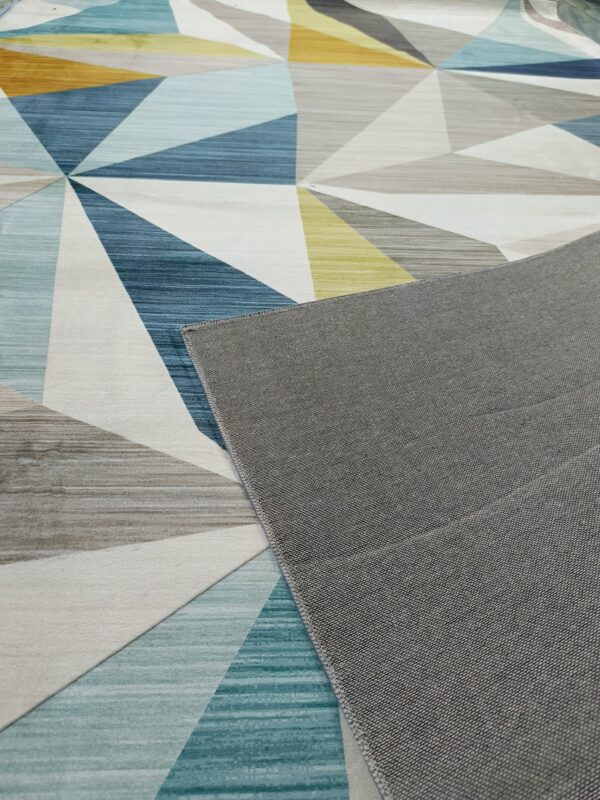 Prism Glow – 6x9 Ft Geometric Rug in Blue, Mustard & Neutrals - Image 3