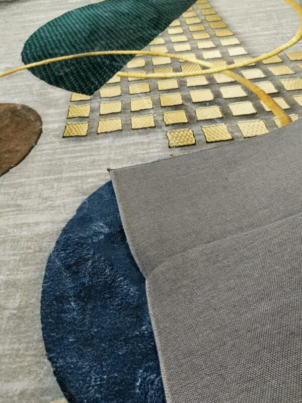 Orbit Luxe – 6x9 Ft Modern Rug in Beige, Gold & Teal Blue - Image 9