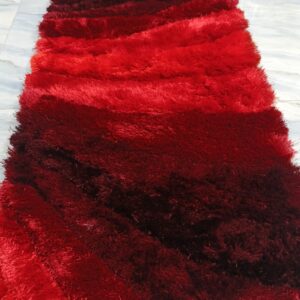 Premium Shaggy Modern Rug for Living Room, Elegant Bed Side Runner in Maroon Red