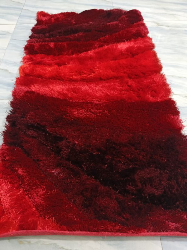 Premium Shaggy Modern Rug for Living Room, Elegant Bed Side Runner in Maroon Red