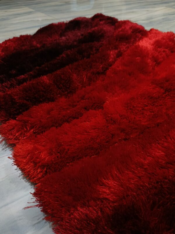 Premium Shaggy Modern Rug for Living Room, Elegant Bed Side Runner in Maroon Red - Image 4