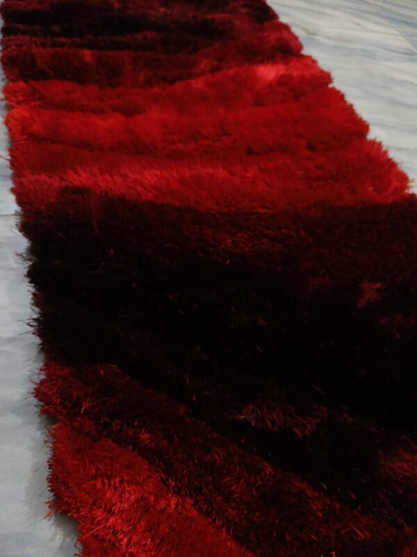 Premium Shaggy Modern Rug for Living Room, Elegant Bed Side Runner in Maroon Red - Image 5