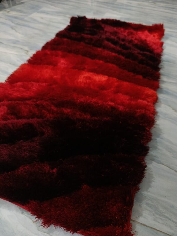 Premium Shaggy Modern Rug for Living Room, Elegant Bed Side Runner in Maroon Red - Image 6