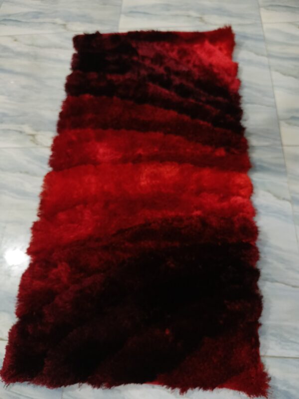 Premium Shaggy Modern Rug for Living Room, Elegant Bed Side Runner in Maroon Red - Image 7