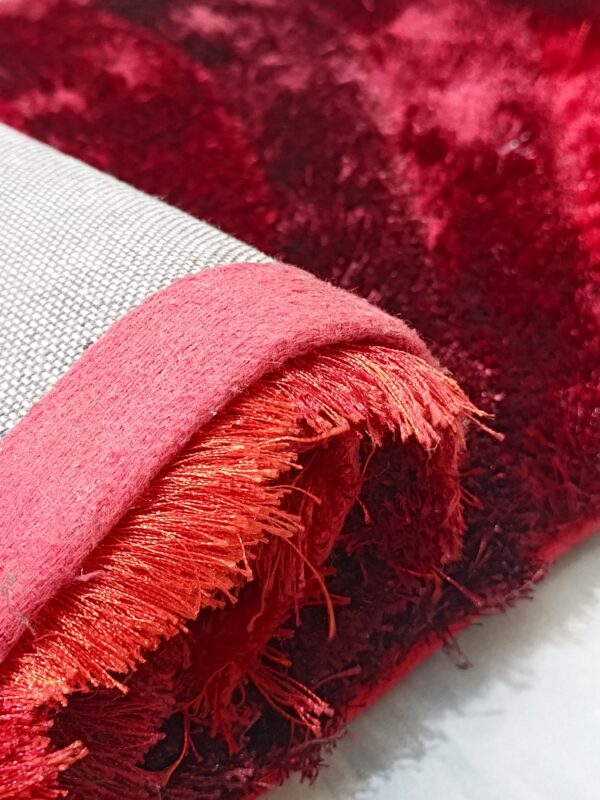 Premium Shaggy Modern Rug for Living Room, Elegant Bed Side Runner in Maroon Red - Image 8