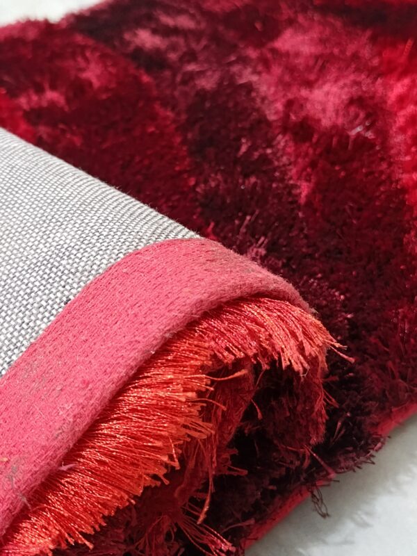 Premium Shaggy Modern Rug for Living Room, Elegant Bed Side Runner in Maroon Red - Image 9
