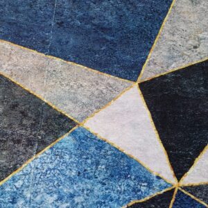 Nordic Angles - Modern Blue & Grey Triangular Rug