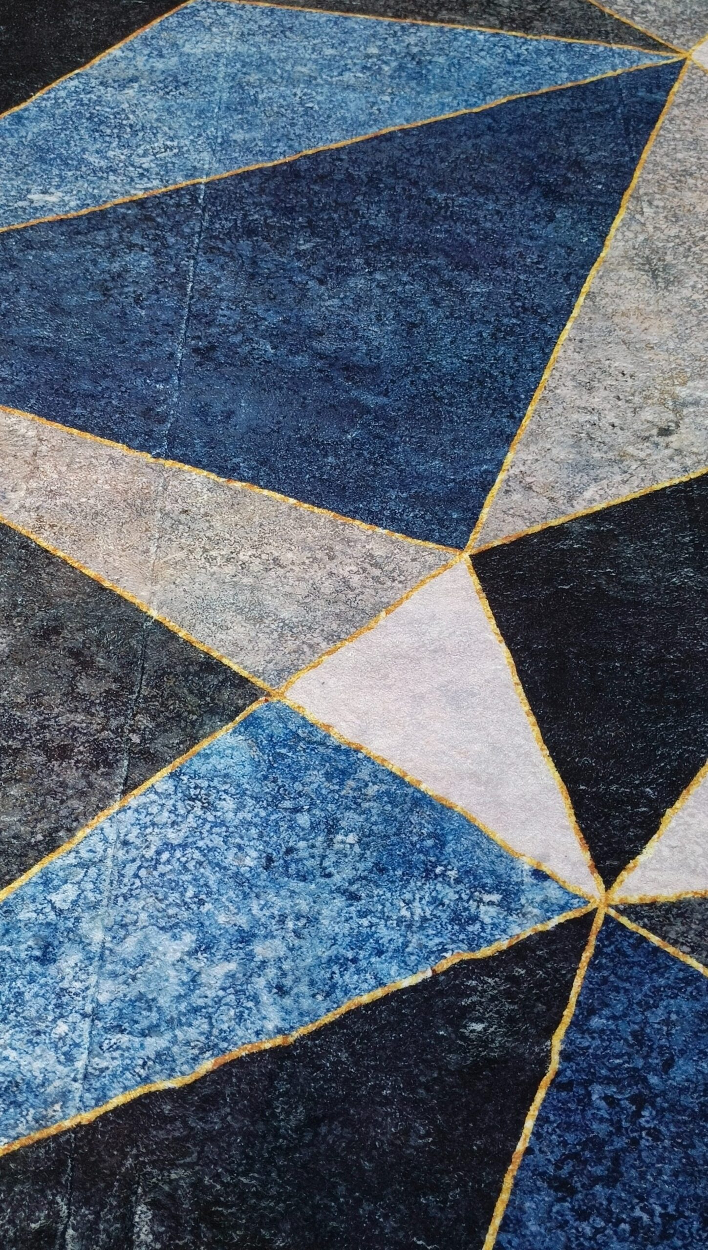 Nordic Angles - Modern Blue & Grey Triangular Rug