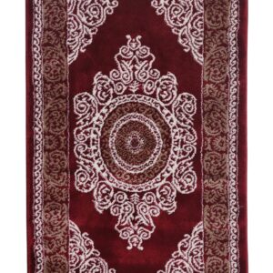 Topkapi Premium Turkish Rug for Living Room, Elegant Bed Side Runner in Classic Red