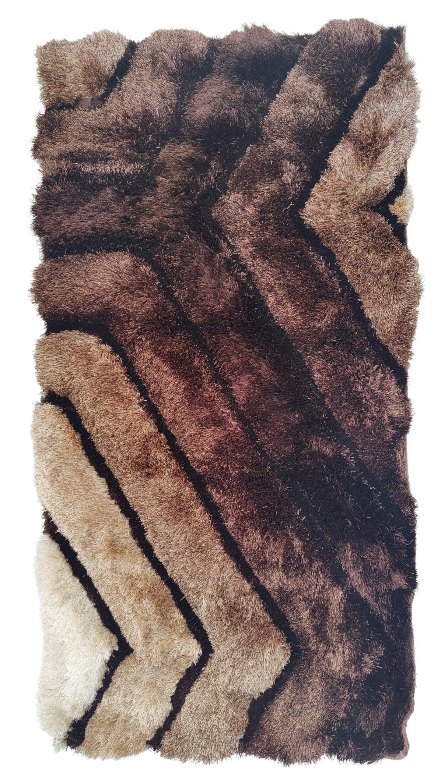 Premium Shaggy Modern Rug for Living Room, Elegant Bed Side Runner in Deep Brown