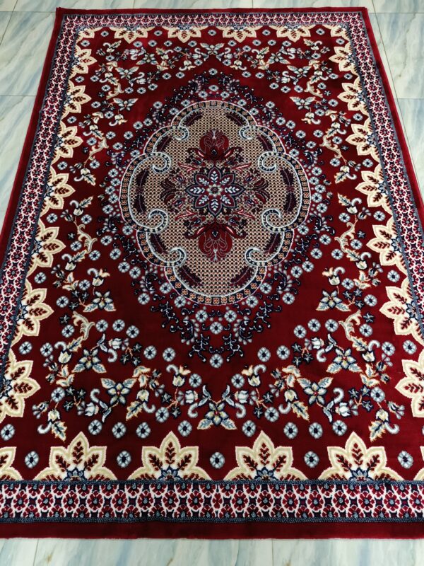 Crimson Blossom – 5x7 Ft Traditional Rug in Rich Maroon & Cream Floral - Image 2