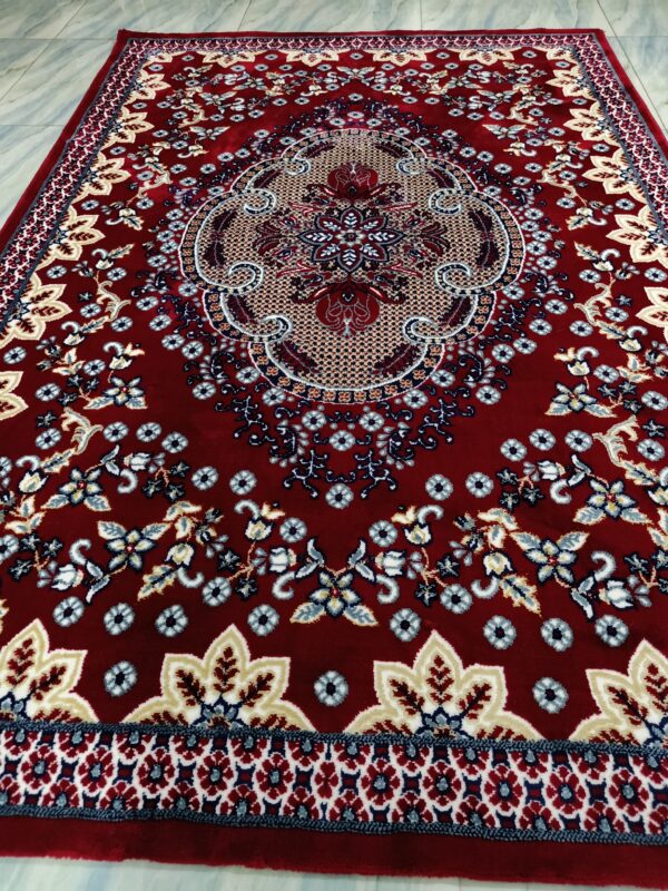Crimson Blossom – 5x7 Ft Traditional Rug in Rich Maroon & Cream Floral - Image 3