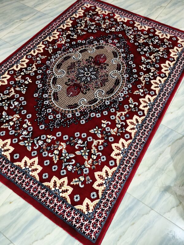 Crimson Blossom – 5x7 Ft Traditional Rug in Rich Maroon & Cream Floral - Image 4