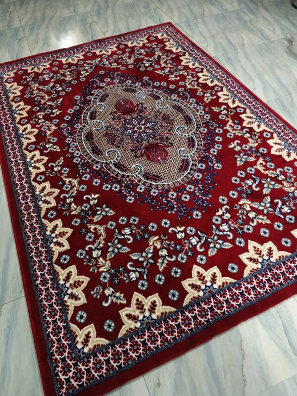 Crimson Blossom – 5x7 Ft Traditional Rug in Rich Maroon & Cream Floral - Image 5
