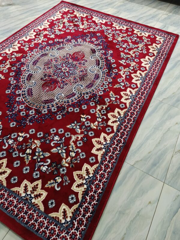 Crimson Blossom – 5x7 Ft Traditional Rug in Rich Maroon & Cream Floral - Image 6