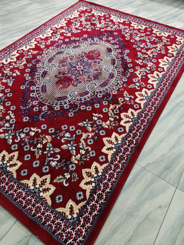 Crimson Blossom – 5x7 Ft Traditional Rug in Rich Maroon & Cream Floral - Image 7