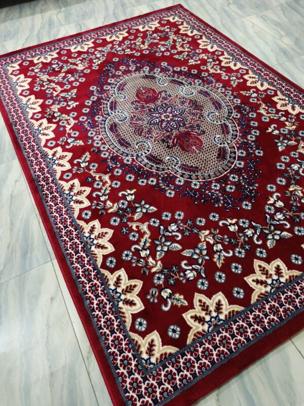 Crimson Blossom – 5x7 Ft Traditional Rug in Rich Maroon & Cream Floral - Image 8