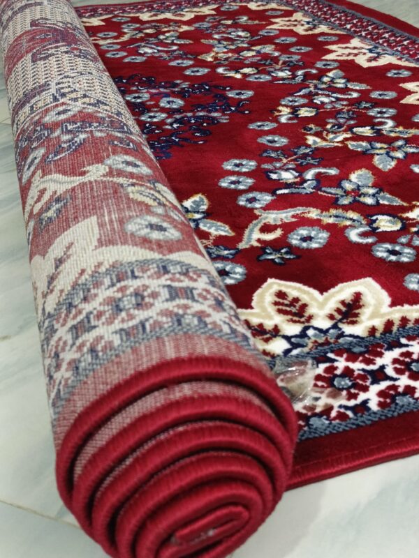 Crimson Blossom – 5x7 Ft Traditional Rug in Rich Maroon & Cream Floral - Image 9