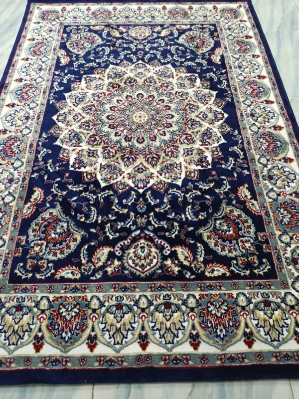 Sultan Medallion – 5x7 Ft Traditional Rug in Black, Ivory & Gold - Image 4