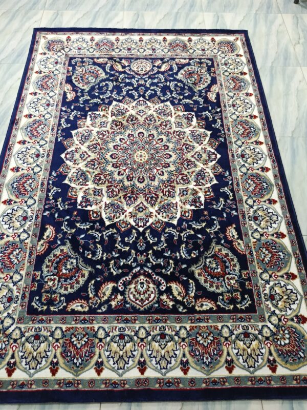 Sultan Medallion – 5x7 Ft Traditional Rug in Black, Ivory & Gold - Image 5