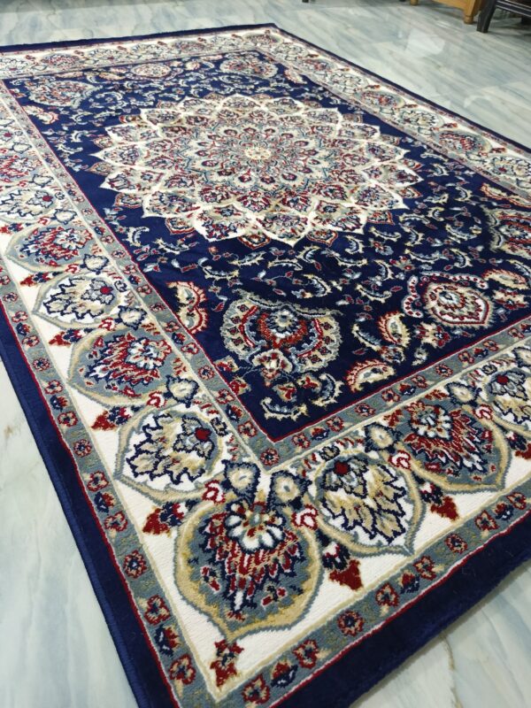 Sultan Medallion – 5x7 Ft Traditional Rug in Black, Ivory & Gold - Image 6