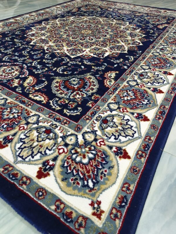 Sultan Medallion – 5x7 Ft Traditional Rug in Black, Ivory & Gold - Image 9