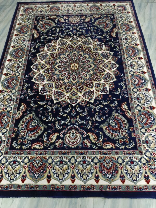 Sultan Medallion – 5x7 Ft Traditional Rug in Black, Ivory & Gold - Image 12