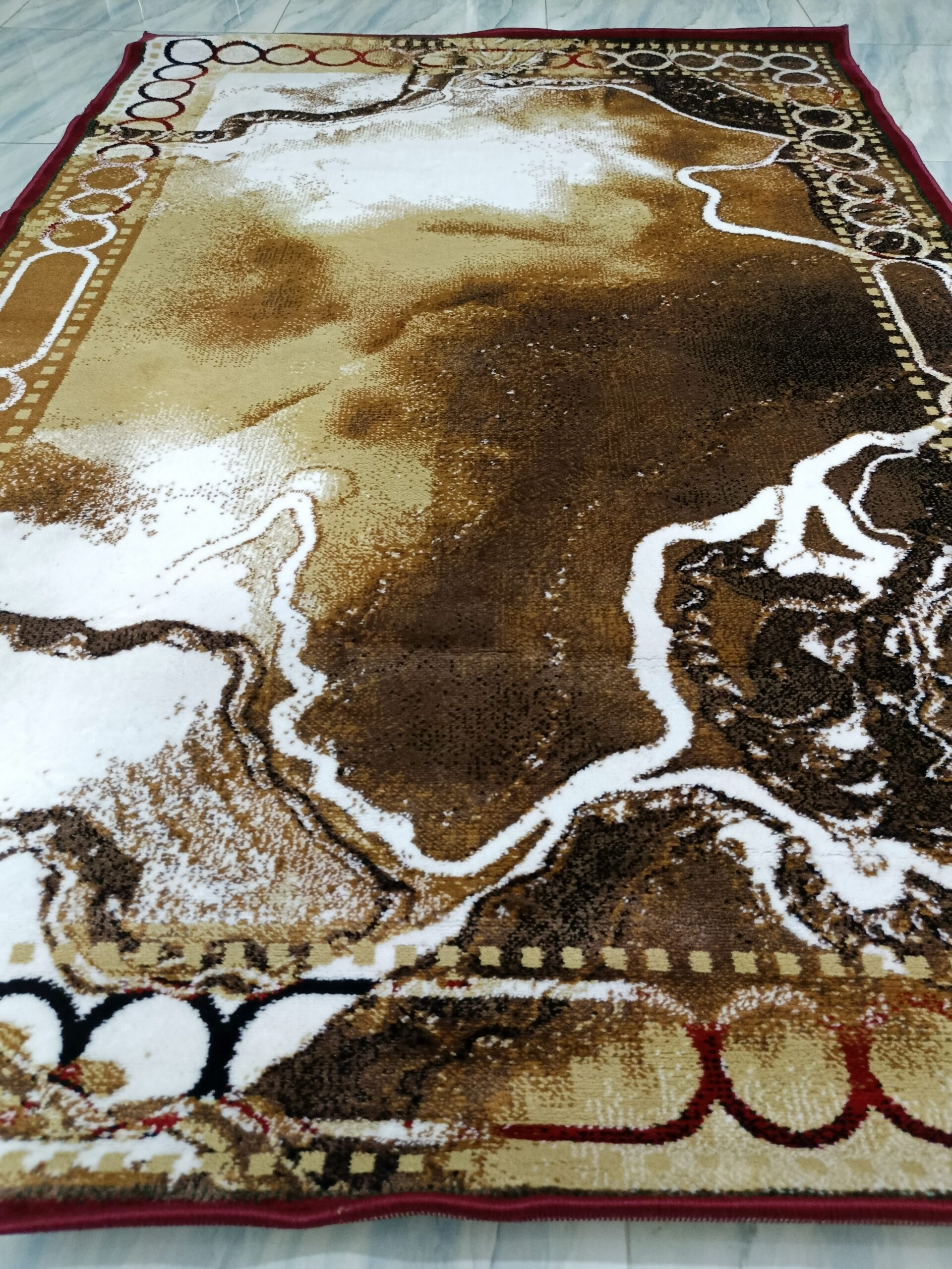 Earthbound Marble – 5x7 Ft Turkish Rug in Brown, Beige & Ivory