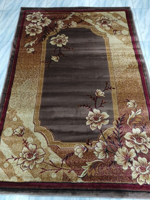 Vintage Bloom – 5x7 Ft Turkish Rug in Coffee & Cream Floral - Image 3
