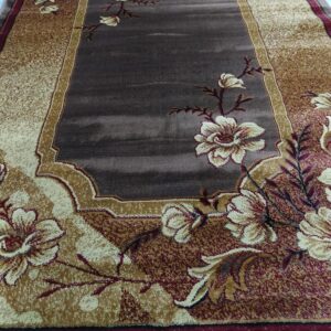 Vintage Bloom – 5x7 Ft Turkish Rug in Coffee & Cream Floral