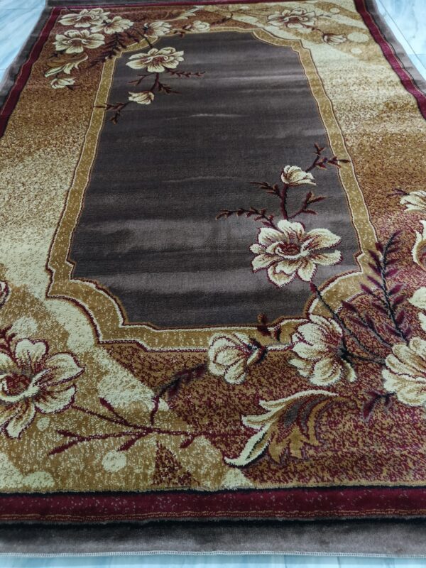 Vintage Bloom – 5x7 Ft Turkish Rug in Coffee & Cream Floral