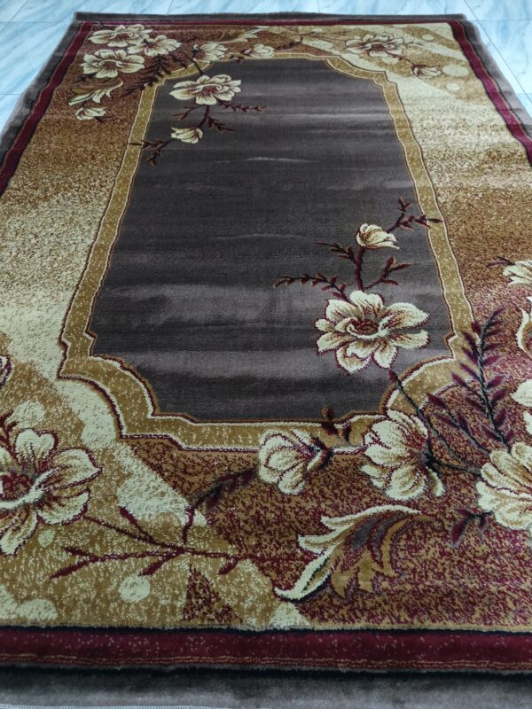 Vintage Bloom – 5x7 Ft Turkish Rug in Coffee & Cream Floral - Image 5