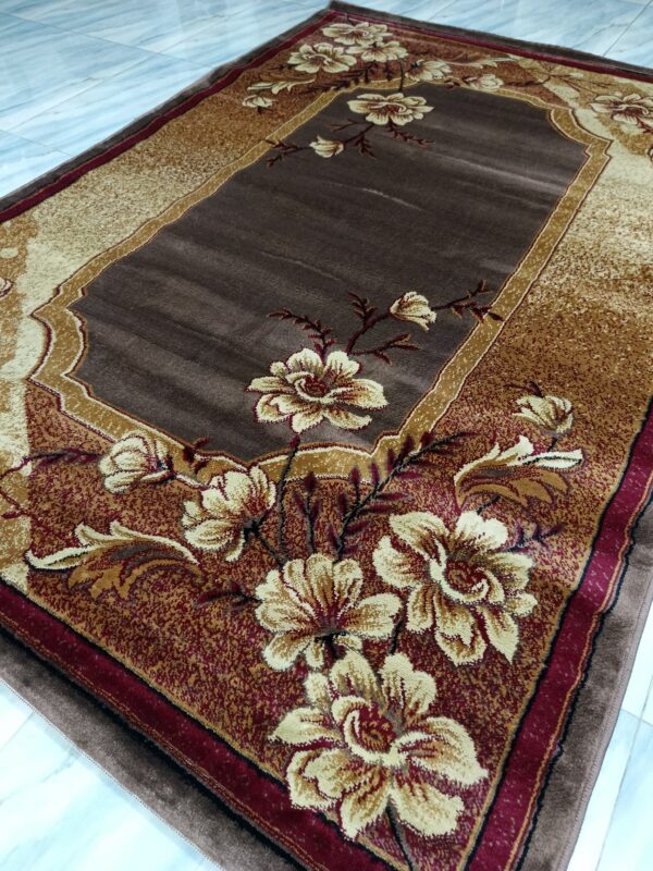 Vintage Bloom – 5x7 Ft Turkish Rug in Coffee & Cream Floral - Image 6