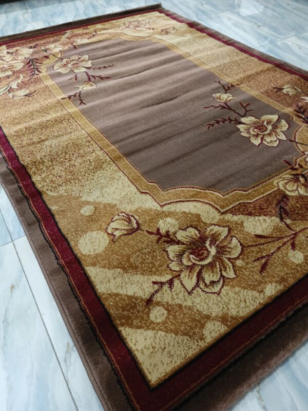 Vintage Bloom – 5x7 Ft Turkish Rug in Coffee & Cream Floral - Image 9