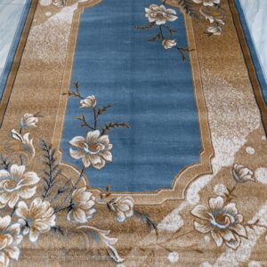 Blue Blossom – 5x7 Ft Turkish Rug in Sky Blue & Beige Floral