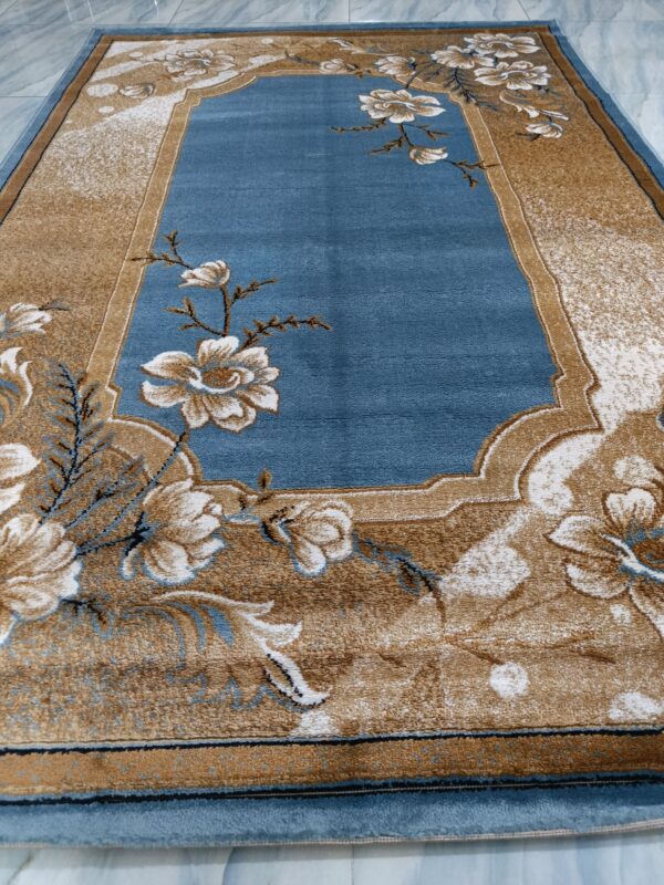 Blue Blossom – 5x7 Ft Turkish Rug in Sky Blue & Beige Floral - Image 4