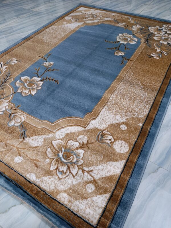 Blue Blossom – 5x7 Ft Turkish Rug in Sky Blue & Beige Floral - Image 5