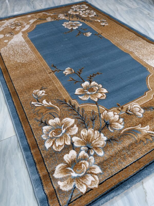 Blue Blossom – 5x7 Ft Turkish Rug in Sky Blue & Beige Floral - Image 6