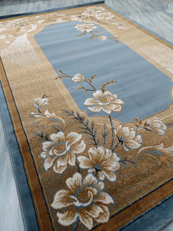 Blue Blossom – 5x7 Ft Turkish Rug in Sky Blue & Beige Floral - Image 8
