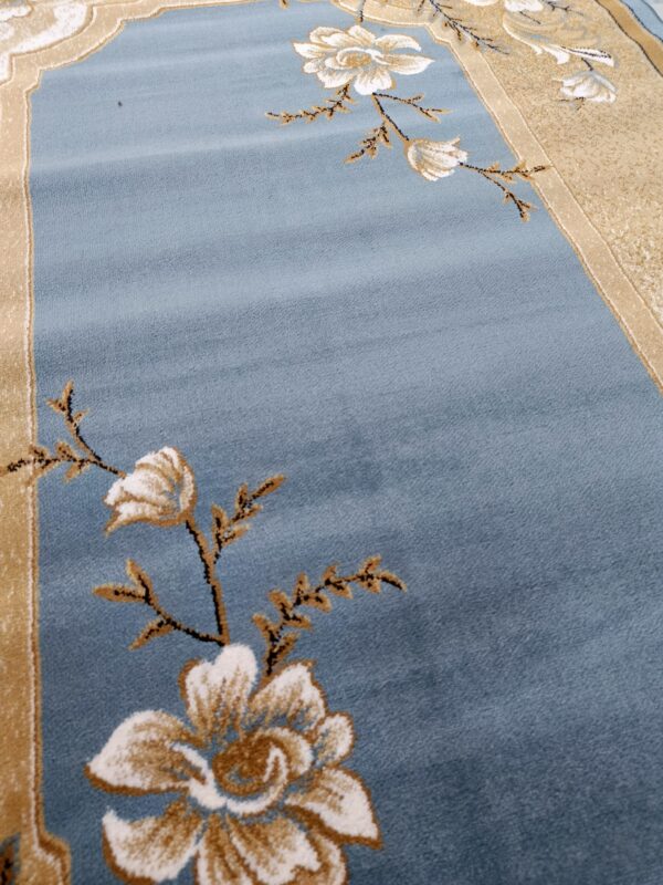 Blue Blossom – 5x7 Ft Turkish Rug in Sky Blue & Beige Floral - Image 11
