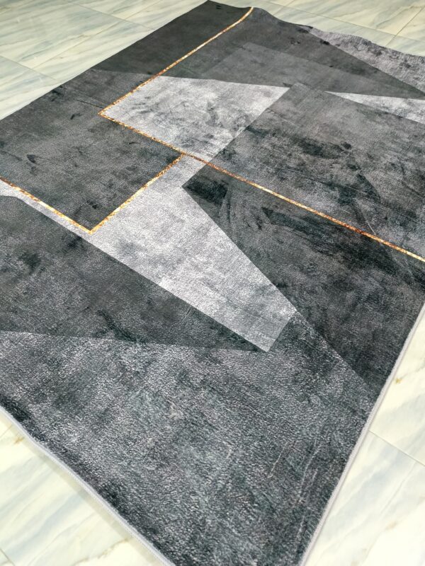 Urban Slate – Modern Rug in Charcoal Grey with Copper Accent - Image 4