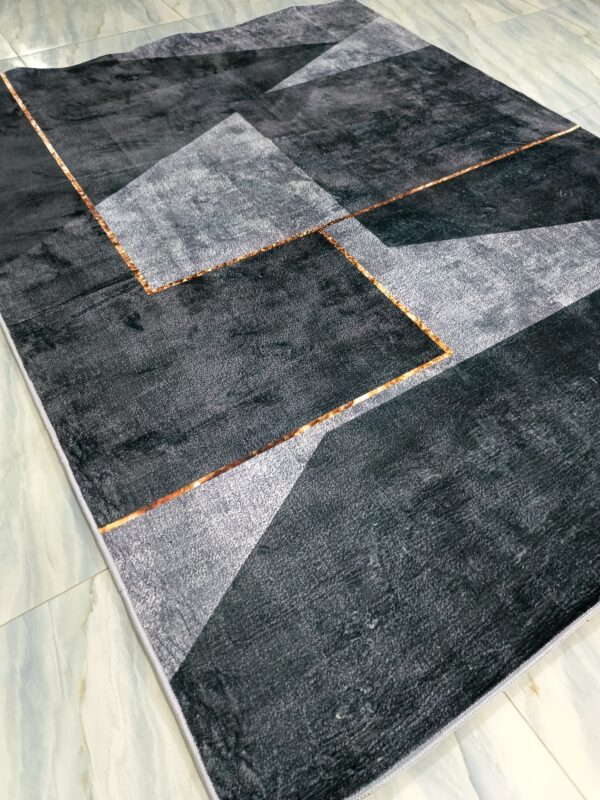 Urban Slate – Modern Rug in Charcoal Grey with Copper Accent - Image 5