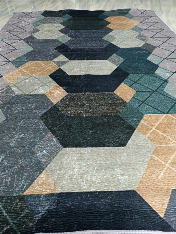HexaBlend – Contemporary Rug in Earthy Tones & Teal Accents - Image 2