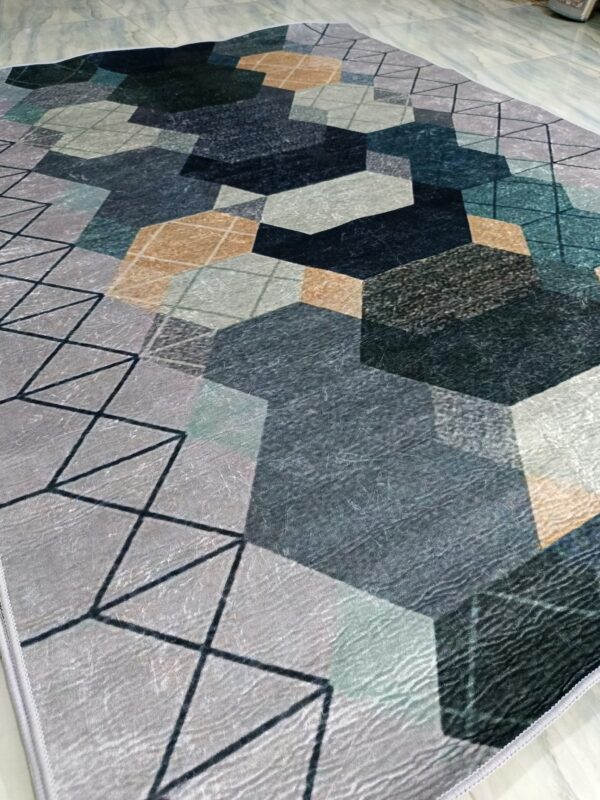 HexaBlend – Contemporary Rug in Earthy Tones & Teal Accents - Image 3