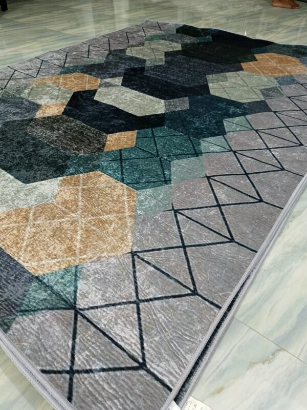 HexaBlend – Contemporary Rug in Earthy Tones & Teal Accents - Image 4