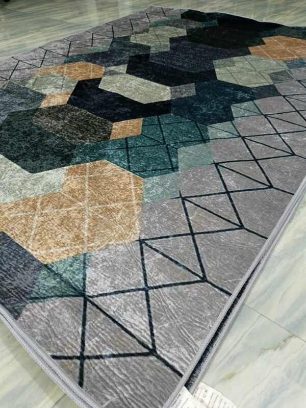 HexaBlend – Contemporary Rug in Earthy Tones & Teal Accents - Image 5