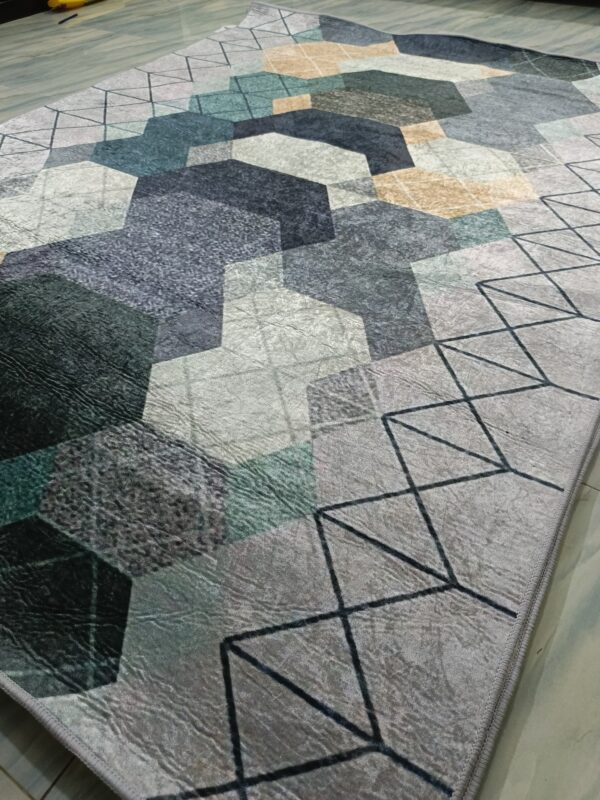 HexaBlend – Contemporary Rug in Earthy Tones & Teal Accents - Image 7