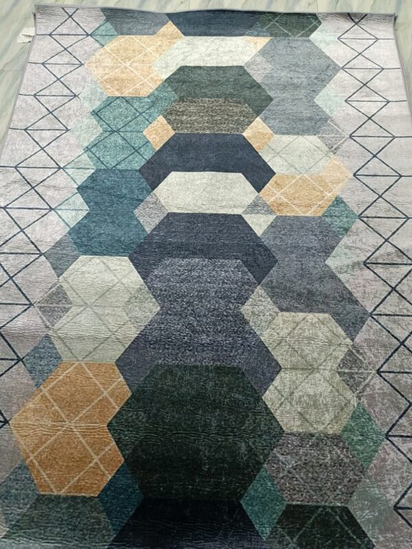 HexaBlend – Contemporary Rug in Earthy Tones & Teal Accents - Image 8