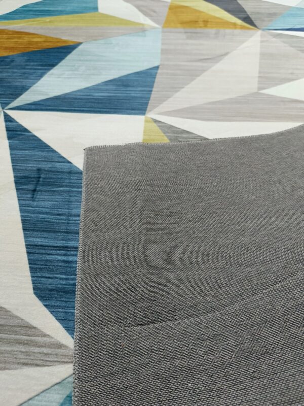 Prism Radiance – Geometric Rug in Sky Blue, Mustard & Neutrals - Image 6
